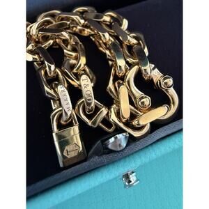 NEW Tiffany Co SOLID 18k Rose Gold Makers Heavy Chain Bracelet Sz LARGE Receipt*